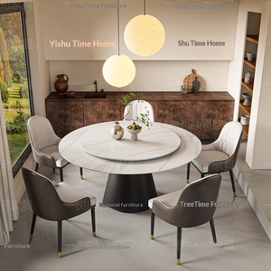 Mesa de comedor giratoria de madera maciza con plato giratorio silencioso de diámetro variable telescópico, personalizable para espacios pequeños y tranquilos. - Product Image 3