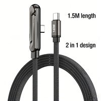 Kabel USB C ke USB C 2-in-1 Hands-Free 1.5M dengan Penyangga Ponsel, Pengisian Cepat 60W/140W, Kabel Data untuk iPhone/Tablet/Galaxy
