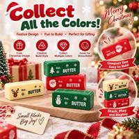 Jouet anti-stress souple en forme de brique de beurre de Noël, design mini blocs de construction, cadeau de vacances