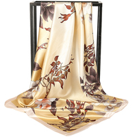 Vente en gros 2025 Foulard en soie polyester imprimé chaîne rouge de créateur de luxe 90x90cm Foulards imitation soie imprimés feuilles carrées pour femmes