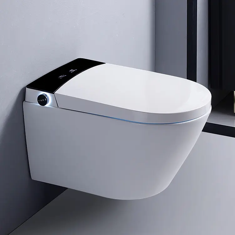 CE Watermark WC Sanitary Ware Intelligent Toilet Bowl Seat Smart Auto Sensor Bidet Ceramic Wall Hung Mounted Toilet