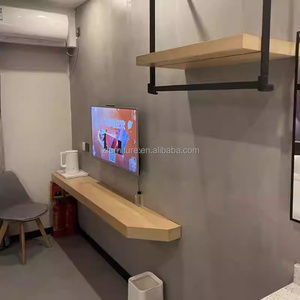 Customized Low Priced Hotel Project Furniture Bedroom Sets Wooden Bed Frame With Nightstands Headboard Vanity <b>Unit</b> & <b>TV</b> Console - Product Image 4