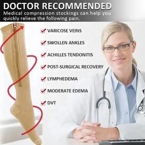 <span class=keywords><strong>Calcetines</strong></span> <span class=keywords><strong>de</strong></span> Compresión hasta la Rodilla Transpirables Personalizados OEM con Cremallera - Product Image 5