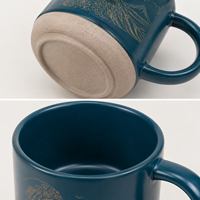 Mug à café en céramique personnalisé de 12 oz avec motif vague et montagne gravé au laser, tasse à thé en poterie bleue avec grande poignée
