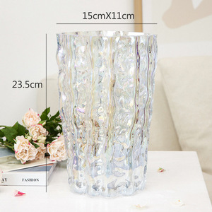 Vase en verre de style européen, luxe léger, haut de gamme, vase en verre de glacier, vase pour culture aquatique, décoration de table à manger, hôtel, maison, ornements - Product Image 6