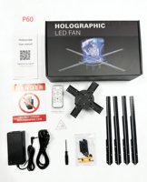 Nuevo Proyector Holográfico 3D de 4 Aspas y 45 cm, Ventilador LED Animado para Publicidad, con Tarjeta SD, Novedades para Fiestas