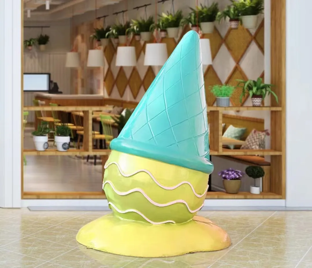 Customizable Ice Cream Fiberglass Sculpture Macaron Donut Outdoor Decoration Ice Cream Fiberglass Sculpture