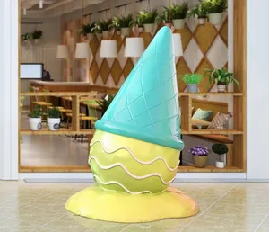 Individualisierbare Eiscreme-Glasfaser-Skulptur Macaron Donut Outdoor-Dekoration Eiscreme-Glasfaser-Skulptur