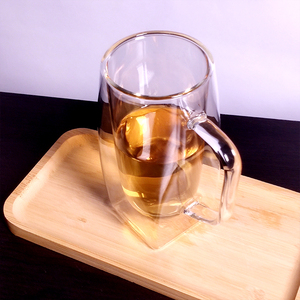 Taza de vidrio de doble pared hidroclórica DE ALTO borosilicato con asa cielo redondo y tierra cuadrada - Product Image 5