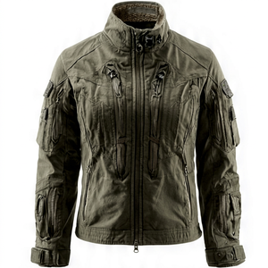 TACTICAL <b>LEATHER</b> <b>JACKET</b> FOR <b>MEN</b> WITH STAND COLLAR - Product Image 1
