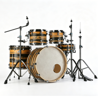 Batterie de percussions professionnelle bicolore 5 pièces avec 3 cymbales en laiton et quincaillerie complète pour studio d'enregistrement et groupe d'église