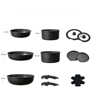 Top Aluminum Cookware <b>Set</b> Non-Stick 13 Pcs Pots <b>Pans</b> Cool Handles - Product Image 5