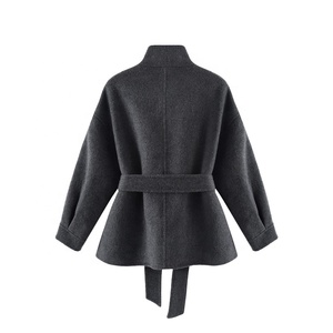 <span class=keywords><strong>Manteau</strong></span> en laine double face <span class=keywords><strong>mi</strong></span>-<span class=keywords><strong>long</strong></span> à col montant pour <span class=keywords><strong>femme</strong></span> pardessus d'hiver avec décoration de bouton teint uni chaud - Product Image 2