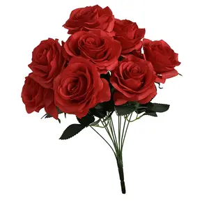 Simulation de fleur de mariage, Rose frisée française, fabrication à la main, 7 têtes, 9 têtes et 10 têtes, décoration de mariage, rose artificielle
