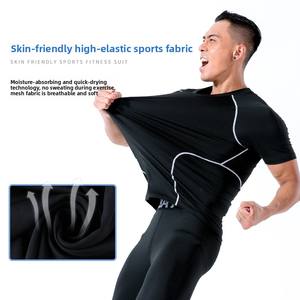 ชุดฝึกบาสเก็ตบอลสำหรับผู้ชายและนักเรียนที่ทันสมัยชุดออกกำลังกายแขนสั้นยืดหยุ่นสูง - Product Image 4