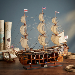 โมเดลเรือยักษ์ HMS Victory ทำจากไม้ ทนทาน พร้อมที่เก็บไวน์ 16 ช่อง ของขวัญสุดพิเศษสำหรับผู้รักเรือจำลอง GIA NHIEN NF0027W - Product Image 3