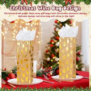 <span class=keywords><strong>Bolsas</strong></span> de Regalo para Botellas de Vino Navideñas, <span class=keywords><strong>Bolsas</strong></span> para Botellas de Champán con Asas para Fiestas de Invierno, Banquetes y Cumpleaños - Product Image 6