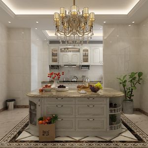 Luxury Solid Oak Wood Modern <b>Kitchen</b> Cabinet Restaurant Use <b>Island</b> Bar Custom Size Large <b>Storage</b> Space Easy to Clean - Product Image 5