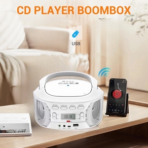 Xách tay <span class=keywords><strong>CD</strong></span> Boombox Máy nghe nhạc MP3 với FM Stereo Radio AC/Pin Powered với tai nghe Jack <span class=keywords><strong>CD</strong></span> <span class=keywords><strong>Player</strong></span> cho nhà văn phòng ngoài trời - Product Image 4
