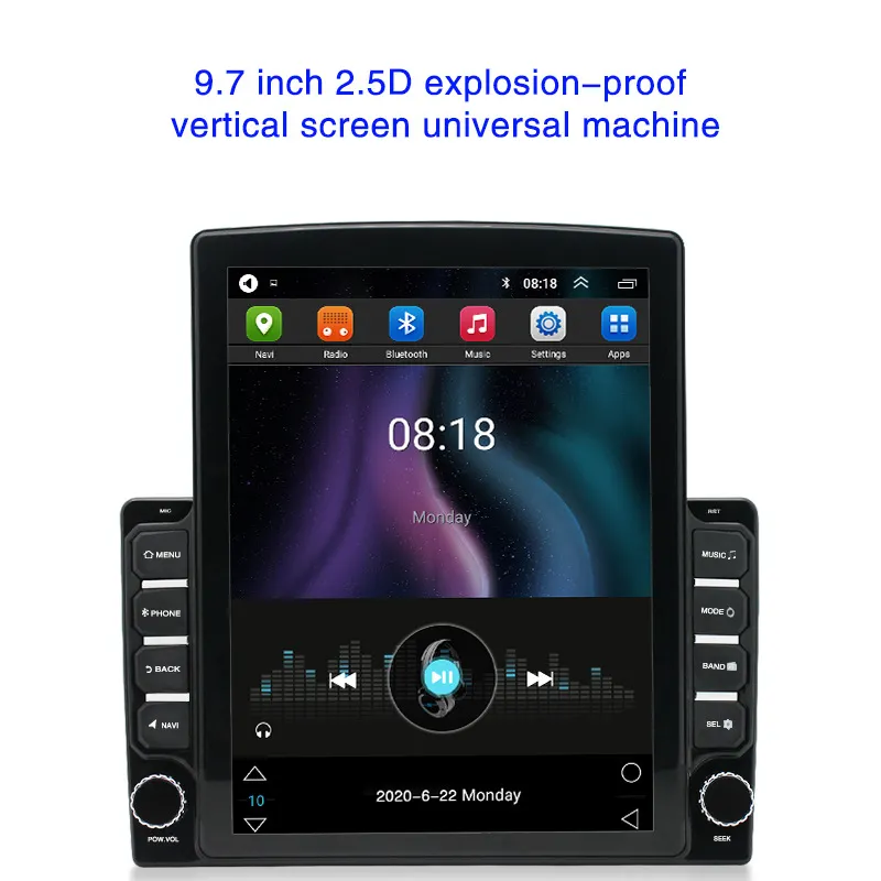 9.7" Universal double din 2.5d Touch Screen Tesla Style Vertical Radio Stereo Multimedia Gps Navigation Android Dvd Player Car