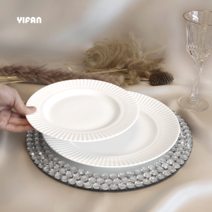 Wholesale 10.5 Inch Raised Lines Design Vintage Dinner Set for Wedding Decoration Restaurant Dishes Porcelain <b>Dinnerware</b> - Product Image 3