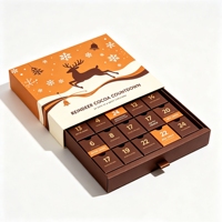 Boîte-cadeau calendrier de l'avent en carton recyclé de luxe, design artisanal personnalisé, fermeture magnétique, compte à rebours de Noël de 24 jours, logo personnalisé