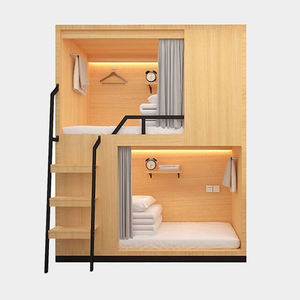 Современная двухъярусная кровать из массива дерева с железной лестницей для домов-интернатов, школьные квартиры, гостиничные кровати, категория продуктов - Product Image 1