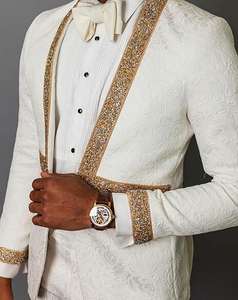 Yeni moda abartılı erkekler takım elbise parti smokin jakarlı Retro ceket pantolon tasarım 2 parça balo düğün Masculino damat Blazer - Product Image 1