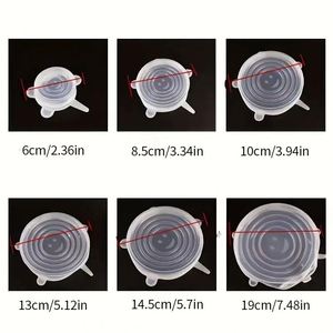 6-Piece Adjustable Silicone Stretch Lids-Reusable Food Grade <b>Microwave</b> & Refrigerator Food Covers - Product Image 4