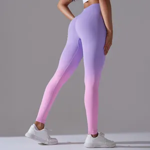 Mallas de yoga para mujer, mallas de cintura alta con estampado degradado, mallas para ciclismo, correr, deportes, gimnasio, ropa, pantalones para mujer