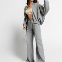 Ensemble de sweat-shirts décontractés pour femmes européennes et américaines, couleur unie, automne-hiver, style streetwear ample