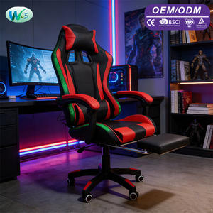 Классическое черно-красное классное эргономичное игровое кресло WS8145 rgb с высокой спинкой и подсветкой компьютерное гоночное игровое кресло с педалями - Product Image 2