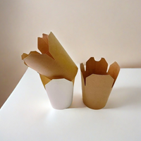 Boîtes à emporter pour pâtes occidentales en papier kraft, personnalisables avec logo, réutilisables, étanches, écologiques, avec fond en papier et pelliculage mat imperméable