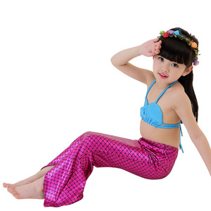 Traje de baño de cola de sirena para niñas, conjunto de bikini con top de concha para natación y deportes acuáticos, talla infantil - Product Image 5