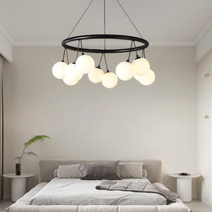 Art Design Moderne Anneau cercle Lustre chambre art design rond blanc boule verre nordique suspension - Product Image 3