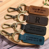 Porte-clés en cuir PU fantaisie, style européen, breloque de voiture personnalisée gravée pour Noël, la Saint-Valentin, Halloween, Pâques