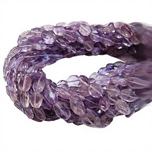Perles ovales facettées en améthyste violette naturelle 10 mm 13 pouces Perles de pierres précieuses - Product Image 1