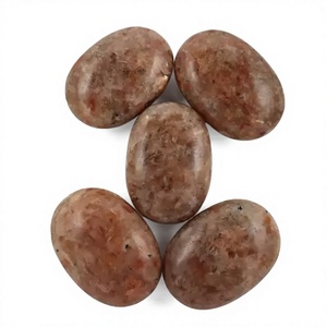Polished Gemstone Sunstone Palm Stone Oval <b>Figurine</b> Feng Shui Decor Stress Relief Souvenir Gift - Product Image 3