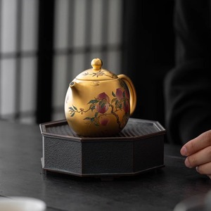 Théière en forme d'œuf de dragon plaqué or 24 carats Zhou Hongjie, en porcelaine, avec couvercle, pour service à thé Kung Fu - Product Image 3