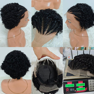 Letsfly Promotion $23 <b>Braid</b> Short Pixie Curly 13x4 Lace Frontal <b>Wigs</b>, 100% Human Hair Natural Black Color Short Cut <b>Wigs</b> - Product Image 5