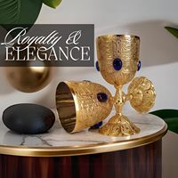 Gobelet vintage en laiton doré 6.5 \ "fait à la main coupe de communion gobelet à vin médiéval gemmes bleues pour décorations de mariage REPLICARTZ