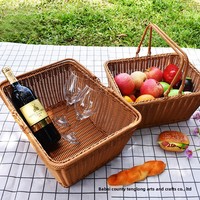 Panier de rangement moderne et minimaliste en PP tissé, à porter à la main, pour les collations, les pique-niques, les fruits