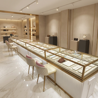 Vitrine d'exposition de bijoux LED personnalisée en verre trempé et acier inoxydable, verrouillable, pour comptoir de boutique de détail