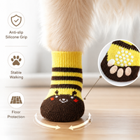 Chaussettes pour chiens et chats Mushafier, chaudes, imperméables, antidérapantes, en coton imprimé, double couche, semelle en caoutchouc, douces, respirantes, pour la marche en intérieur, soin des pattes
