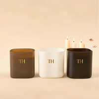 Ventes en gros de pots à bougies en verre blancs de 8 oz, 10 oz, 12 oz, 16 oz, forme carrée unique, finition mate, fond épais, pot à bougie de luxe