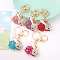 Nouveau style, porte-clés mignon en forme de lapin de Pâques avec strass en cristal, pour cadeau