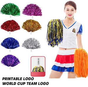 Pompons de cheerleading personnalisés avec logo, plats, 25g, jaune mat, en feuille, avec poignée pour les doigts - Product Image 6