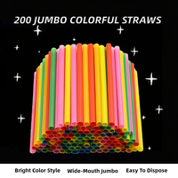 200 pailles à smoothie géantes de 8,3 pouces, colorées, jetables, en plastique, à large ouverture, pour mariage