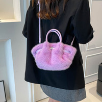 Sac à main en fausse fourrure style coréen, grand sac fourre-tout en peluche, sac décontracté à poignée supérieure, sac bandoulière pour femme, Bolsos De Peluche