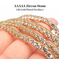 Chaîne à maillons géométriques en laiton et zircon de 3 mm, 4 mm, 5 mm, collier ras du cou tendance unisexe style hip-hop, plaqué or et rhodium, respectueux de l'environnement